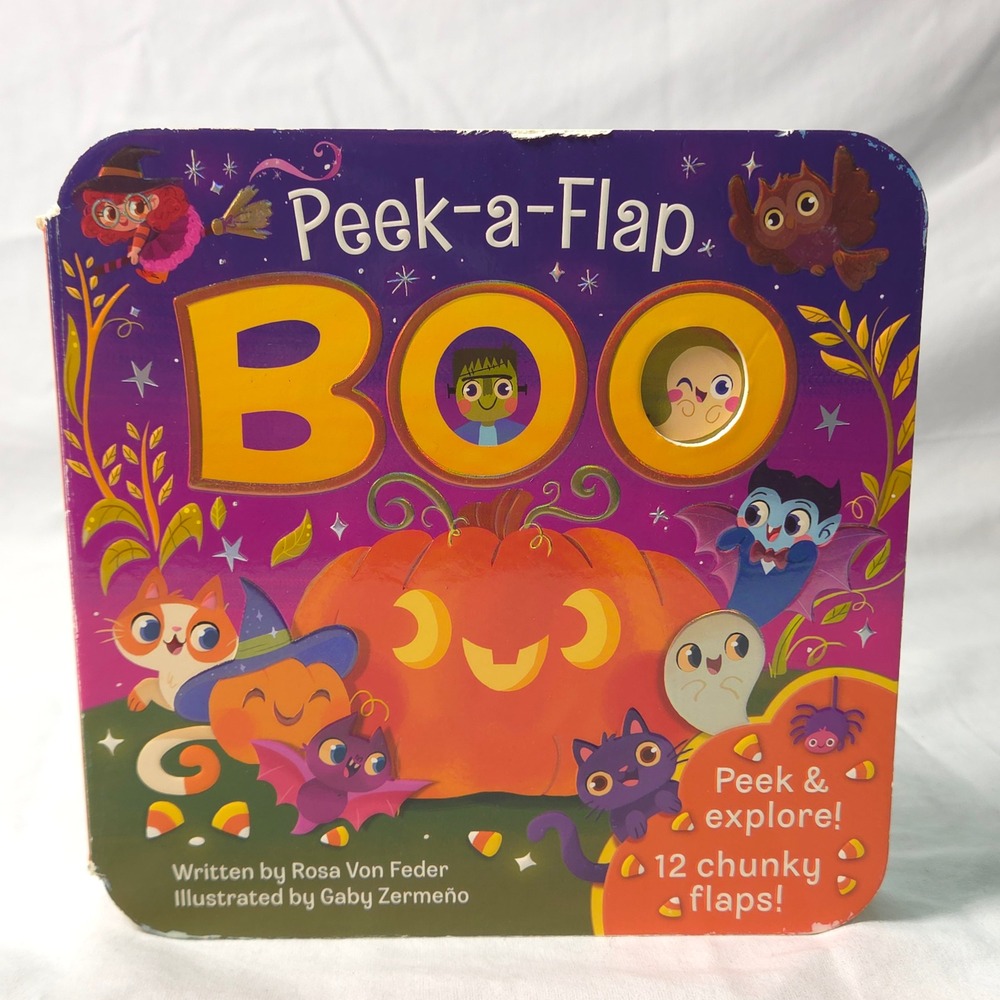 Peek-a-Flap Boo Halloween Board Book Rosa Von Feder 12 Flaps Cottage Door Press
